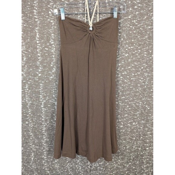 Vintage Y2K American Eagle Strapless Tie Back Brown Dress Women's Small - Picture 1 of 10